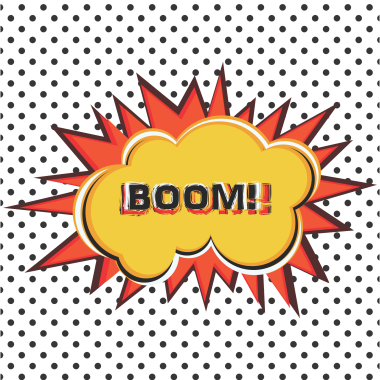 An image of pop art with the word BOOM!