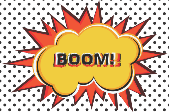 An image of pop art with the word BOOM!