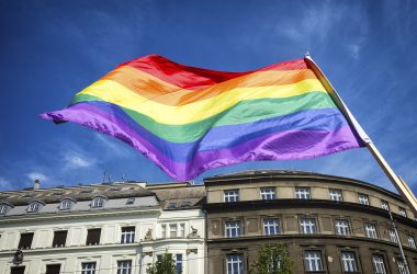 Image of a rainbow pride flag.