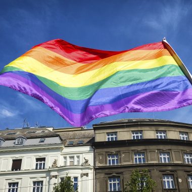 Image of a rainbow pride flag.