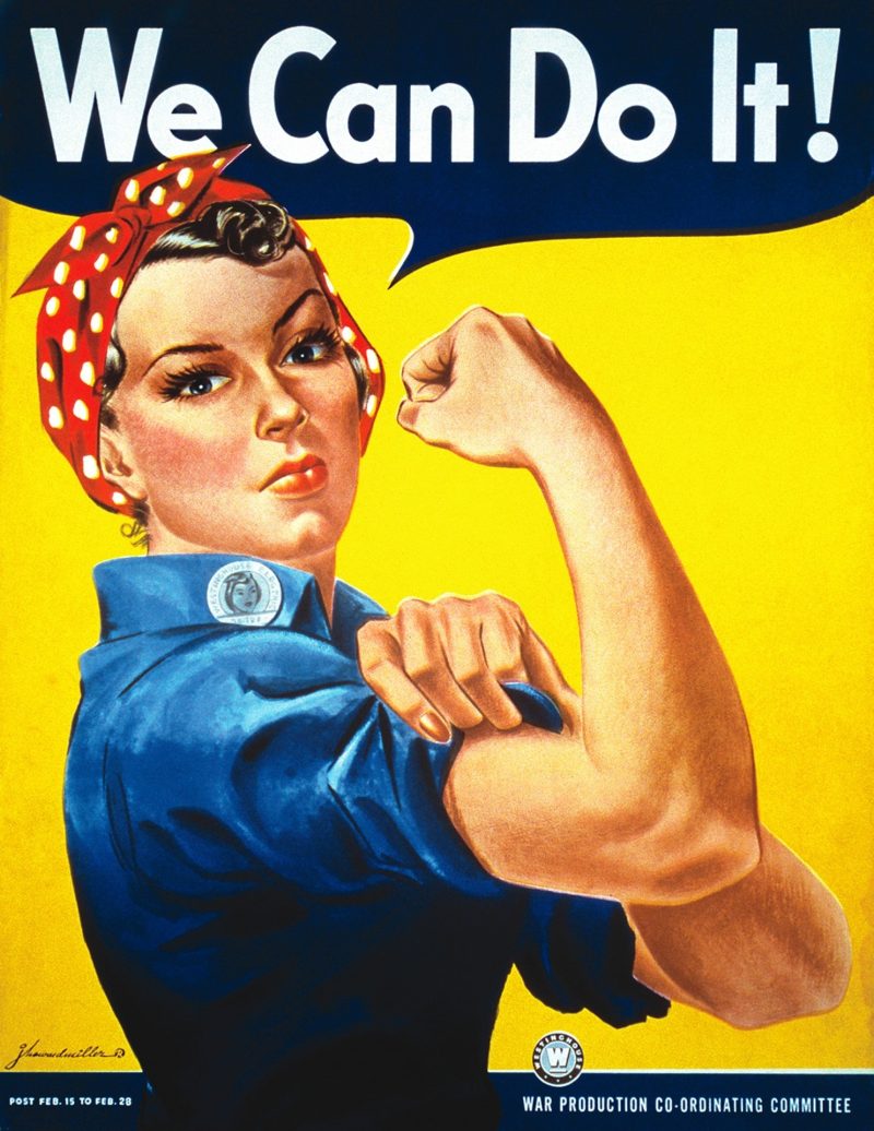 A poster of rosie the riveter.